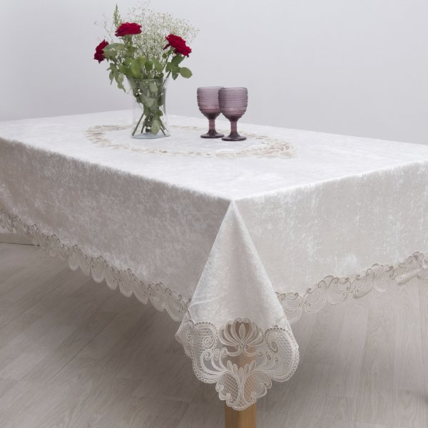 Τραπεζομάντηλο Βελούδο (160x260) 2138 Ecru Dimeco