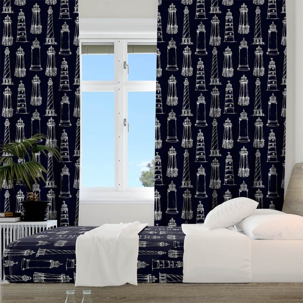 Κουρτίνα (150x275) Με Τρέσα Ferrol 602 Dark Blue Lino Home