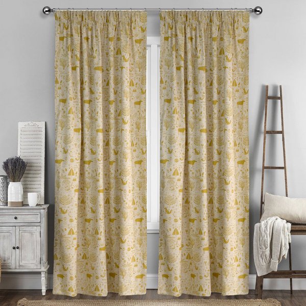 Κουρτίνα (133x270) Με Τρέσα Kettu 201 Mustard Lino Home