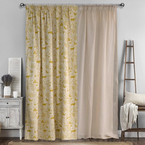 Κουρτίνα (133x270) Με Τρέσα Kettu 201 Mustard Lino Home