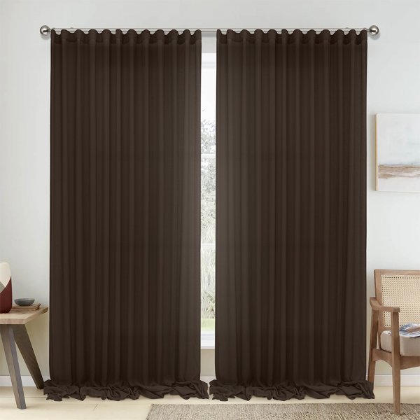 Κουρτίνα (150x295) Με Τρέσα 1010 Dark Brown Lino Home