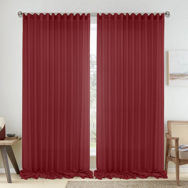 Κουρτίνα (150x295) Με Τρέσα 1010 Red Lino Home