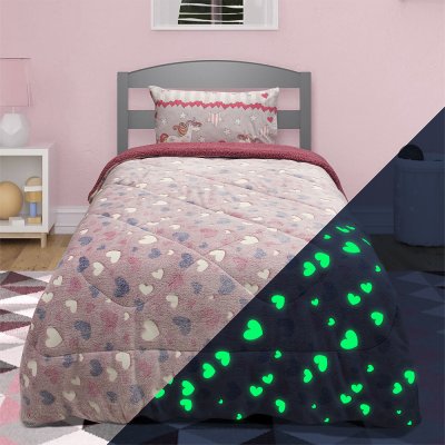 Φωσφοριζέ Κουβερτοπάπλωμα Μονό Herz Pink Lino Home