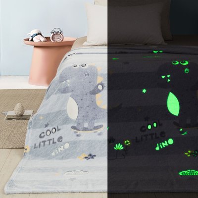Φωσφοριζέ Κουβέρτα Fleece Μονή Dinosaur 101 Adam Home
