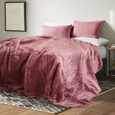 Κουβέρτα Βελουτέ Υπέρδιπλη Melesa Dark Pink Lino Home