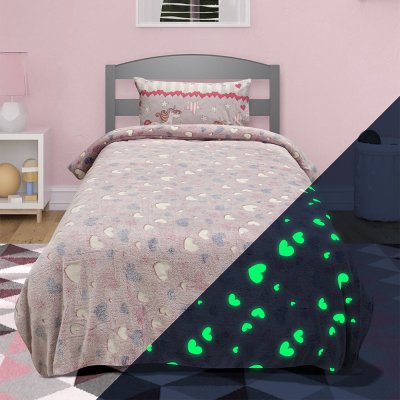 Φωσφοριζέ Κουβέρτα Fleece Μονή Herz Pink Lino Home