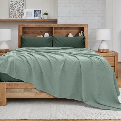 Κουβέρτα Πικέ Υπέρδιπλη Cocoon Μέντα Lino Home