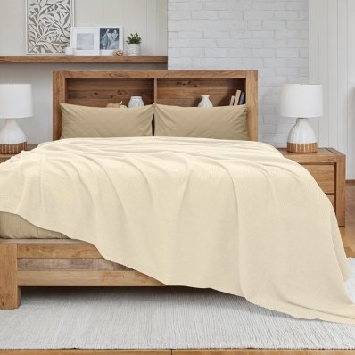 Κουβέρτα Πικέ Μονή Cocoon Εκρού Lino Home