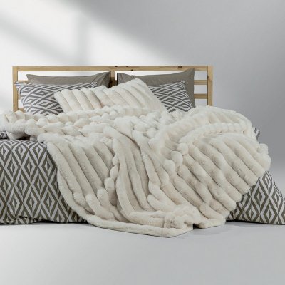 Κουβέρτα Fleece Υπέρδιπλη Γούνα Natt Υπόλευκο Lino Home