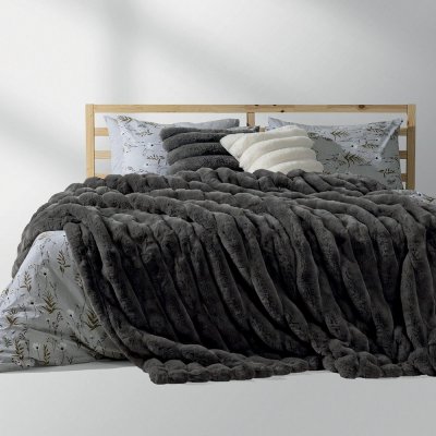 Κουβέρτα Fleece Υπέρδιπλη Γούνα Natt Γκρι Lino Home