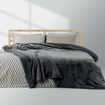 Κουβέρτα Fleece Υπέρδιπλη Erba Γκρι Lino Home
