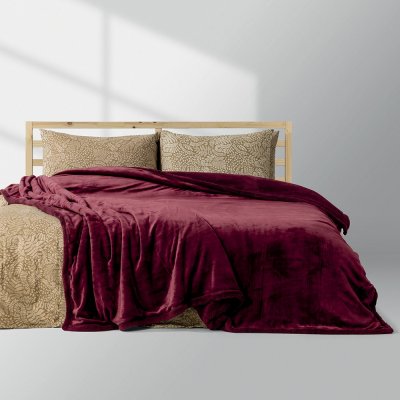 Κουβέρτα Fleece Υπέρδιπλη Erba Μπορντώ Lino Home