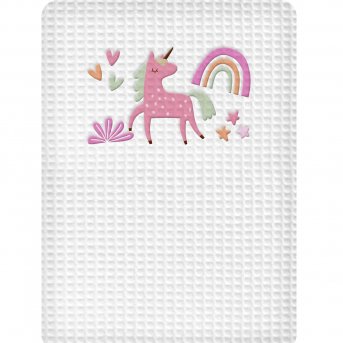 Κουβέρτα Πικέ Λίκνου Unicorn White Adam Home
