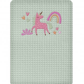 Κουβέρτα Πικέ Κούνιας Unicorn Green Adam Home
