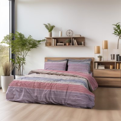 Σετ Παπλωματοθήκη Μονή Serica Λιλά Lino Home