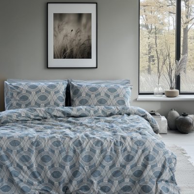 Σετ Παπλωματοθήκη Υπέρδιπλη Loomo Μπλε Lino Home