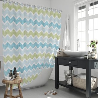Κουρτίνα Μπάνιου (180x200) Zigzag Green Lino Home