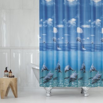 Κουρτίνα Μπάνιου (180x200) Dolphin Family Blue Lino Home
