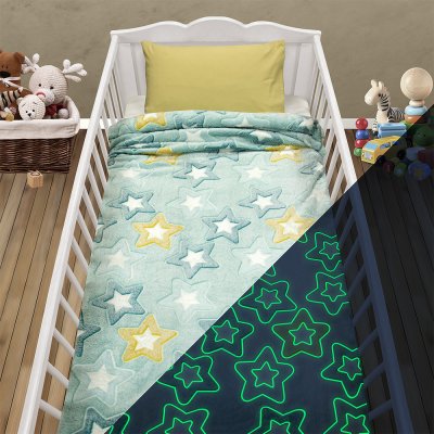 Φωσφοριζέ Κουβέρτα Fleece Κούνιας Ster Mint Lino Home