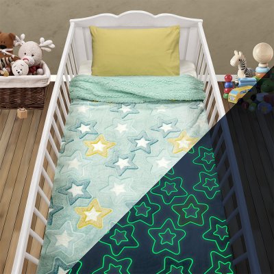 Φωσφοριζέ Κουβέρτα Fleece Sherpa Κούνιας Ster Mint Lino Home