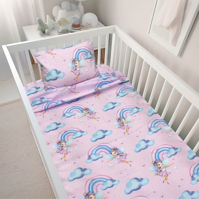 Σετ Σεντόνια Κούνιας Enhanced Rainbow Pink Lino Home