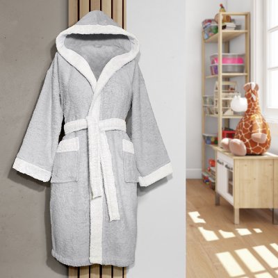 Παιδικό Μπουρνούζι Bathhug Gray-White Lino Home