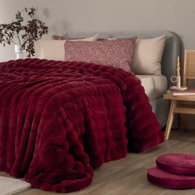 Κουβέρτα Γούνινη Υπέρδιπλη Heather Bordo Palamaiki