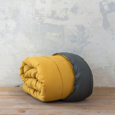 Σετ Παπλωματοθήκη Υπέρδιπλη Abalone Dark Gray / Mustard Beige Nima Home