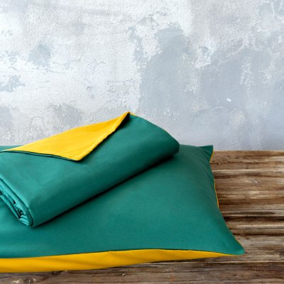Σετ Παπλωματοθήκη Υπέρδιπλη Abalone Green / Mustard Beige Nima Home