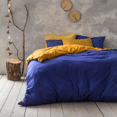 Σετ Παπλωματοθήκη Υπέρδιπλη Abalone Blue / Mustard Beige Nima Home
