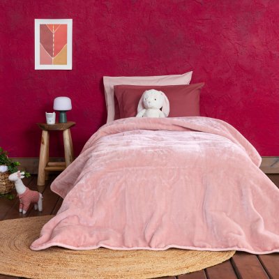 Κουβέρτα Βελουτέ Μονή Coperta Powder Pink Nima Home