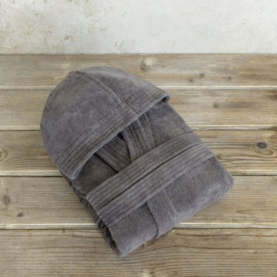Μπουρνούζι Με Κουκούλα Zen Midnight Gray Nima Home