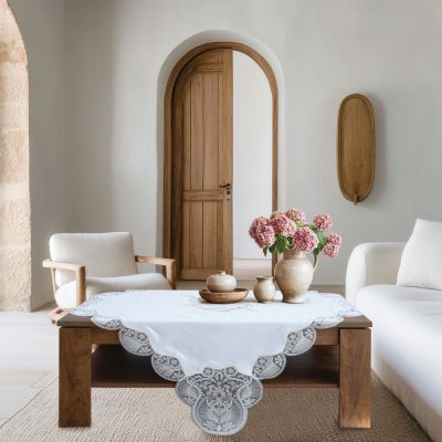 Σετ Τραπεζομάντηλο (140x140) + Καρέ + Σεμέν/Πετσετάκια 2139 Ecru Dimeco