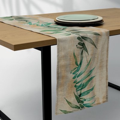 Τραβέρσα Foresta Εκρού-Πράσινο Lino Home