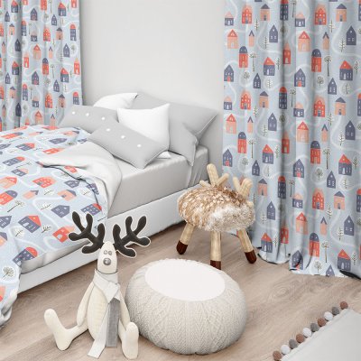 Κουρτίνα (150x275) Με Τρέσα Aspen 601 Blue Lino Home