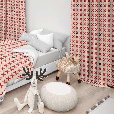 Κουρτίνα (150x275) Με Τρέσα Ekiso 401 Red Lino Home