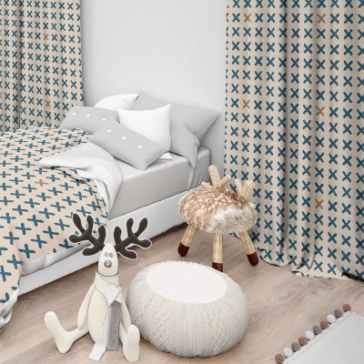 Κουρτίνα (150x275) Με Τρέσα Ekiso 601 Blue Lino Home