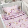 Σετ Σεντόνια Κούνιας Rainbow Gallop Pink Lino Home